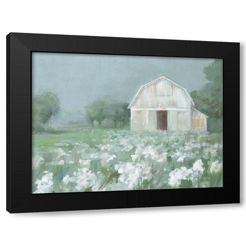 White Barn Meadow Black Modern Wood Framed Art Print by Nai, Danhui