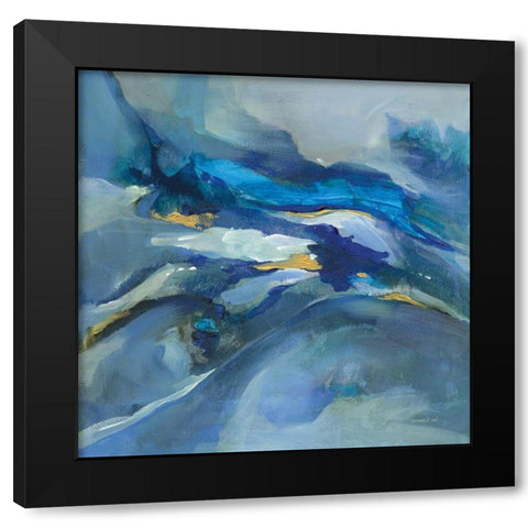 Waves of Color Black Modern Wood Framed Art Print with Double Matting by Nai, Danhui