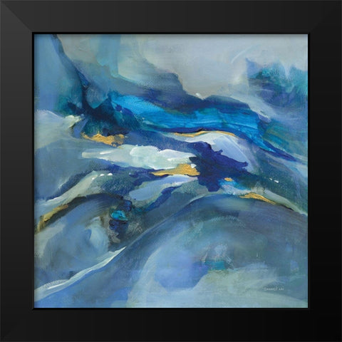 Waves of Color Black Modern Wood Framed Art Print by Nai, Danhui