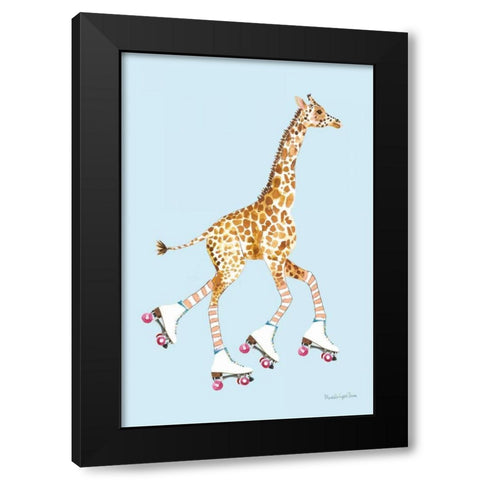 Giraffe Joy Ride II Black Modern Wood Framed Art Print with Double Matting by Charro, Mercedes Lopez