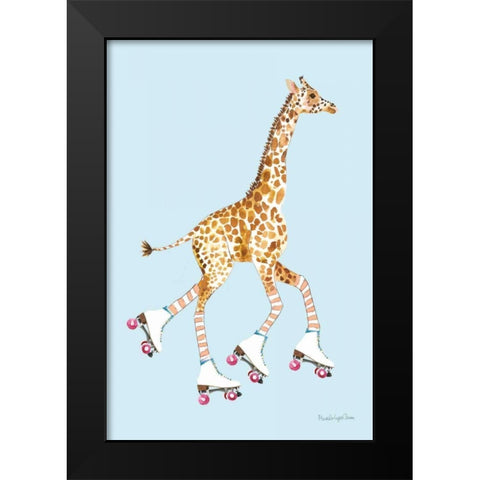 Giraffe Joy Ride II Black Modern Wood Framed Art Print by Charro, Mercedes Lopez