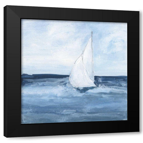 Sailboats I Black Modern Wood Framed Art Print with Double Matting by Paschke, Chris