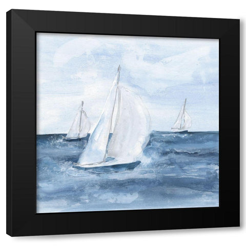 Sailboats V Black Modern Wood Framed Art Print with Double Matting by Paschke, Chris