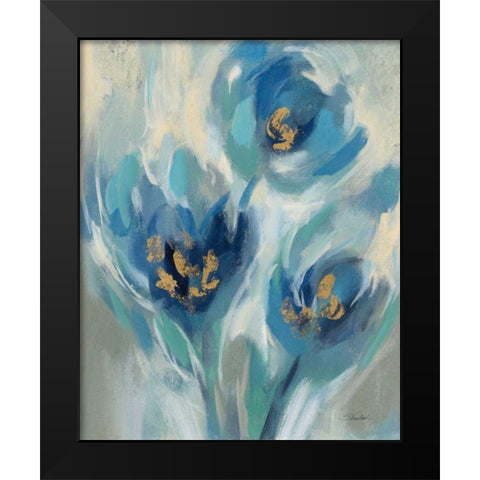 Blue Fairy Tale Floral I Black Modern Wood Framed Art Print by Vassileva, Silvia