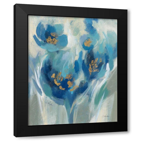 Blue Fairy Tale Floral II Black Modern Wood Framed Art Print by Vassileva, Silvia