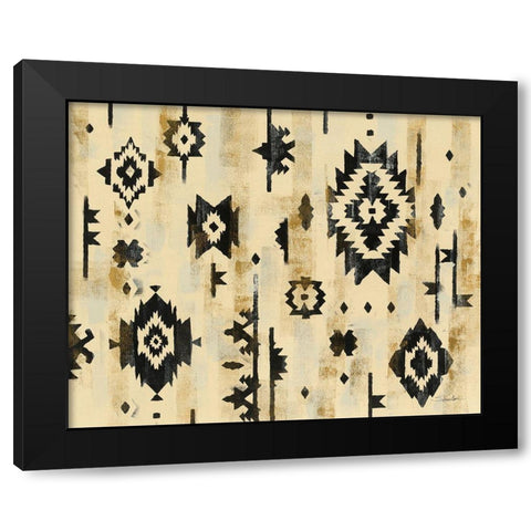 Ivory and Black Pattern Black Modern Wood Framed Art Print by Vassileva, Silvia