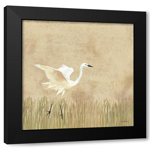 Egret Alighting I Neutral Black Modern Wood Framed Art Print by Lovell, Kathrine
