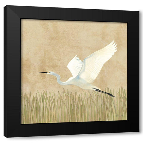 Egret Alighting II Flipped Neutral Black Modern Wood Framed Art Print by Lovell, Kathrine