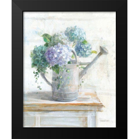 Morning Hydrangeas II Black Modern Wood Framed Art Print by Nai, Danhui