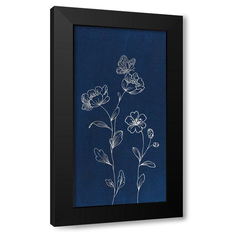 Blue Butterfly Garden I Black Modern Wood Framed Art Print by Nai, Danhui