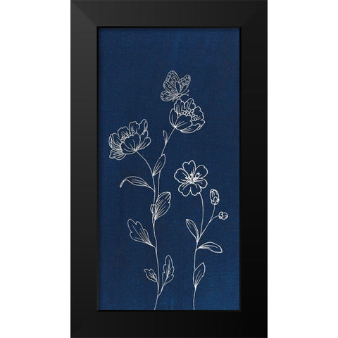 Blue Butterfly Garden I Black Modern Wood Framed Art Print by Nai, Danhui