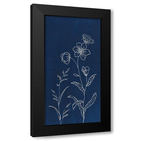 Blue Butterfly Garden II Black Modern Wood Framed Art Print with Double Matting by Nai, Danhui