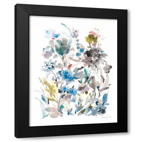 Breezy Florals II Colorful Black Modern Wood Framed Art Print with Double Matting by Nai, Danhui