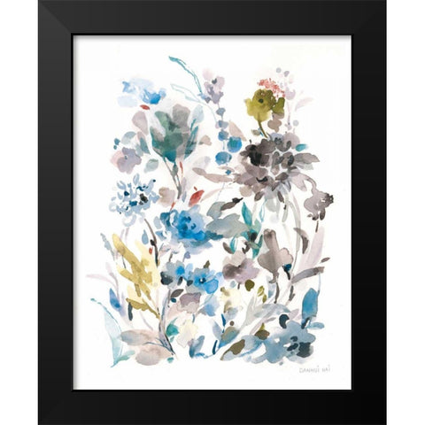 Breezy Florals II Colorful Black Modern Wood Framed Art Print by Nai, Danhui