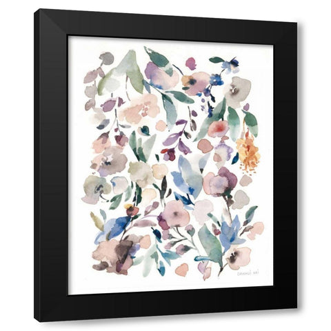 Breezy Florals III Colorful Black Modern Wood Framed Art Print by Nai, Danhui