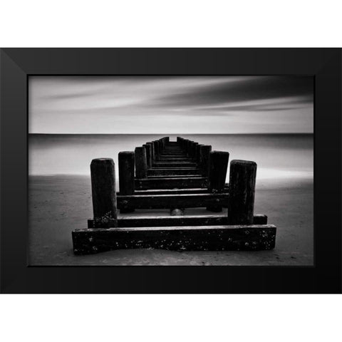 Coney Island Pier BW Black Modern Wood Framed Art Print by Gendreau, Katherine