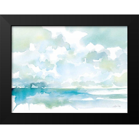 Ocean Dreaming Pale Blue Black Modern Wood Framed Art Print by Pete, Katrina
