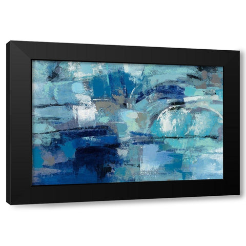 Blue Ultramarine Waves Black Modern Wood Framed Art Print with Double Matting by Vassileva, Silvia