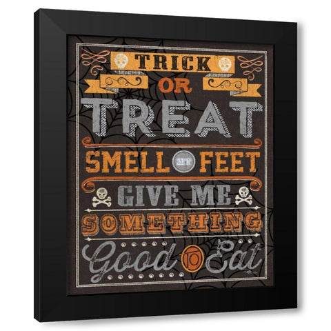 Halloween Talk I Orange Black Modern Wood Framed Art Print with Double Matting by Pela Studio