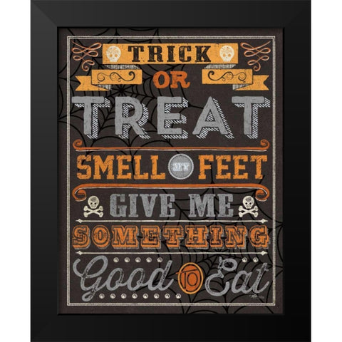 Halloween Talk I Orange Black Modern Wood Framed Art Print by Pela Studio