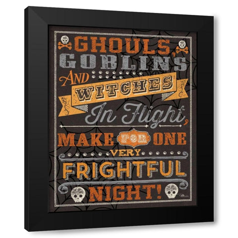 Halloween Talk II Orange Black Modern Wood Framed Art Print by Pela Studio