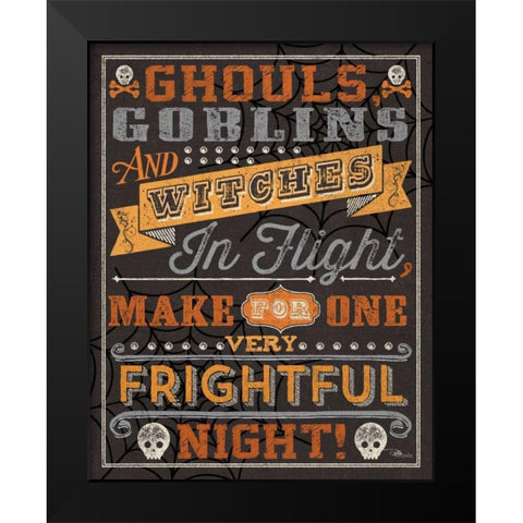 Halloween Talk II Orange Black Modern Wood Framed Art Print by Pela Studio