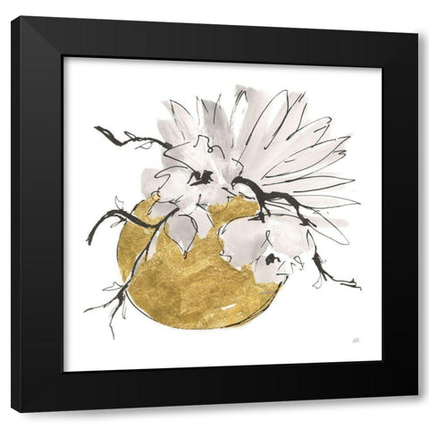 Delicate Gilded Vase I Black Modern Wood Framed Art Print with Double Matting by Paschke, Chris