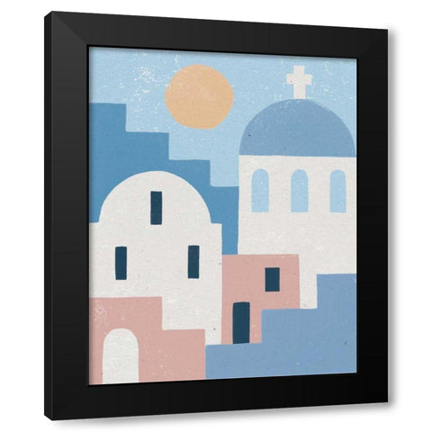 Santorini Summer I Black Modern Wood Framed Art Print by Hershey, Moira