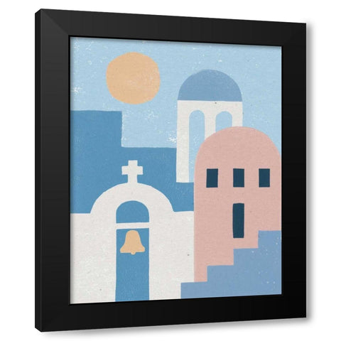 Santorini Summer II Black Modern Wood Framed Art Print by Hershey, Moira