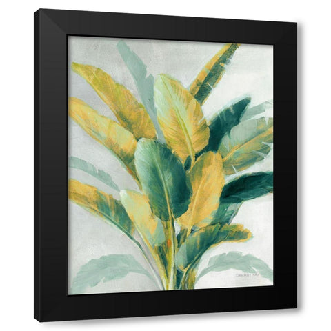 Greenhouse Palm II Teal Green and Gold Crop Black Modern Wood Framed Art Print with Double Matting by Nai, Danhui