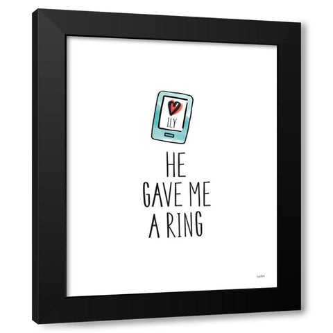 Valentines XI ILY Black Modern Wood Framed Art Print by York, Leah