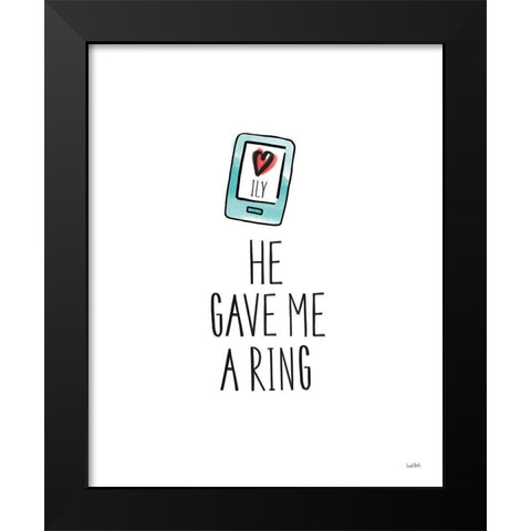 Valentines XI ILY Black Modern Wood Framed Art Print by York, Leah