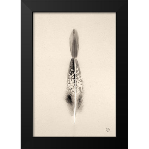 Floating Feathers I Sepia Black Modern Wood Framed Art Print by Larson, Nathan