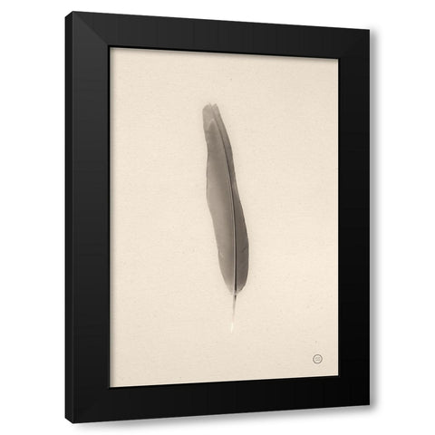 Floating Feathers II Sepia Black Modern Wood Framed Art Print by Larson, Nathan