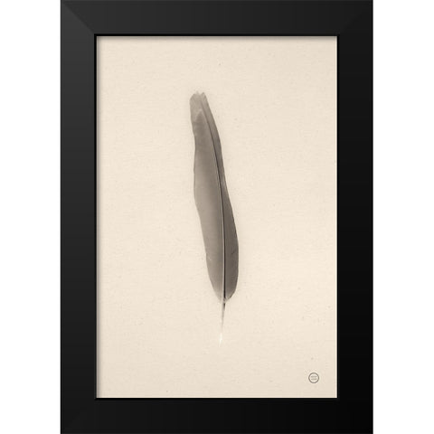 Floating Feathers II Sepia Black Modern Wood Framed Art Print by Larson, Nathan