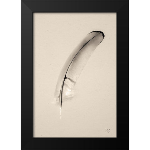 Floating Feathers III Sepia Black Modern Wood Framed Art Print by Larson, Nathan
