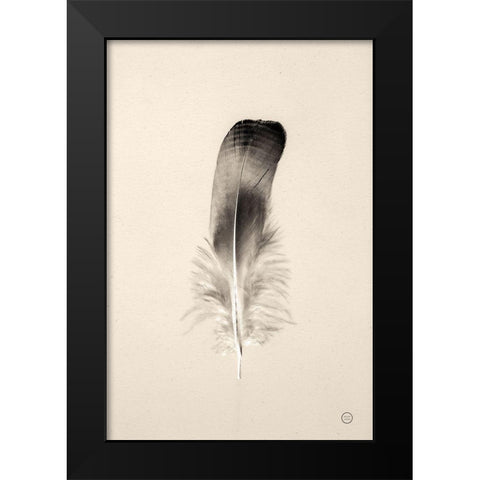 Floating Feathers IV Sepia Black Modern Wood Framed Art Print by Larson, Nathan