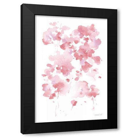 Cascading Petals I Pink Black Modern Wood Framed Art Print with Double Matting by Nai, Danhui