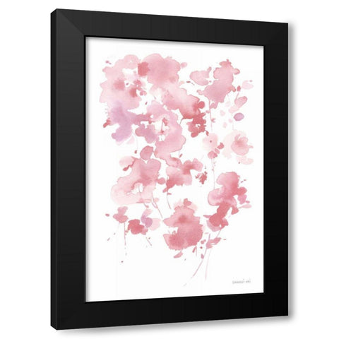 Cascading Petals II Pink Black Modern Wood Framed Art Print with Double Matting by Nai, Danhui
