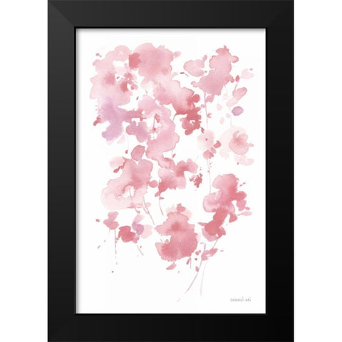 Cascading Petals II Pink Black Modern Wood Framed Art Print by Nai, Danhui