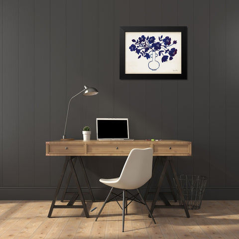 Modern Blue I Black Modern Wood Framed Art Print by Zaman, Farida