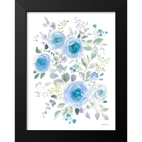 Lush Roses I Blue Black Modern Wood Framed Art Print by Nai, Danhui