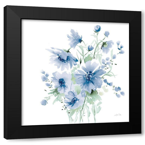 Secret Garden Bouquet I Blue Light Black Modern Wood Framed Art Print with Double Matting by Pete, Katrina