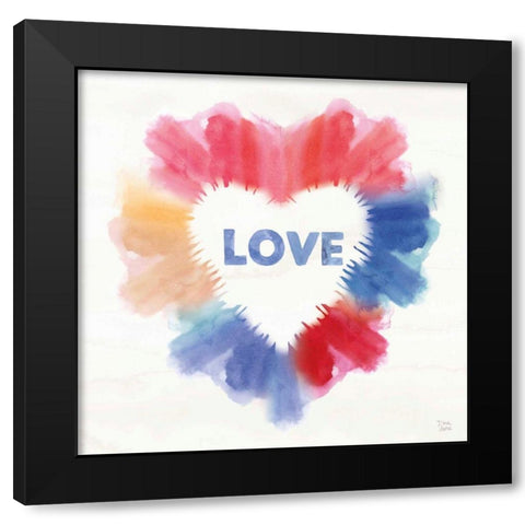 Rainbow Love I Black Modern Wood Framed Art Print with Double Matting by June, Dina
