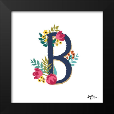 Romantic Luxe B Navy Black Modern Wood Framed Art Print by Penner, Janelle