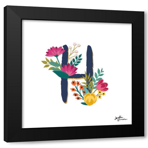 Romantic Luxe H Navy Black Modern Wood Framed Art Print with Double Matting by Penner, Janelle