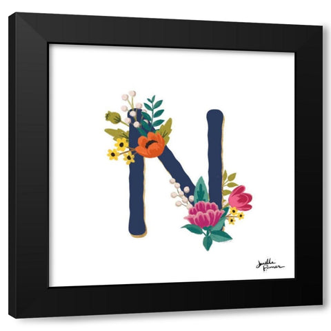 Romantic Luxe N Navy Black Modern Wood Framed Art Print with Double Matting by Penner, Janelle