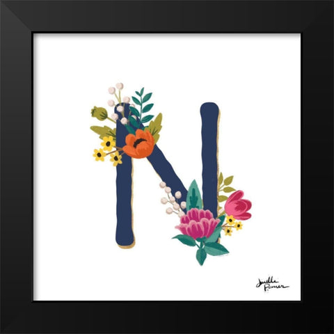 Romantic Luxe N Navy Black Modern Wood Framed Art Print by Penner, Janelle