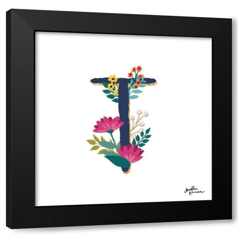 Romantic Luxe T Navy Black Modern Wood Framed Art Print with Double Matting by Penner, Janelle