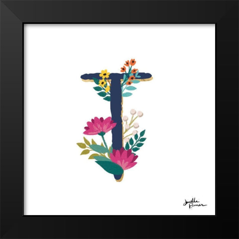 Romantic Luxe T Navy Black Modern Wood Framed Art Print by Penner, Janelle